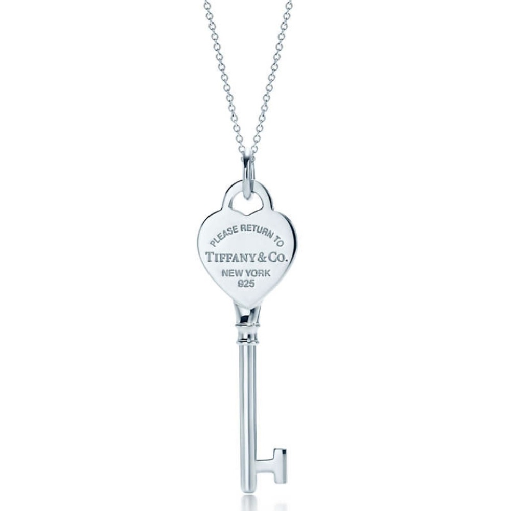 heart key pendant necklaces chain in silver